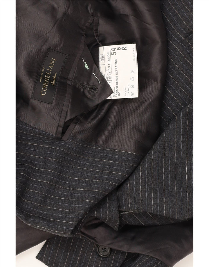 Corneliani Chaqueta tipo blazer de 3 botones para hombre IT 54 2XL Lana virgen a rayas grises