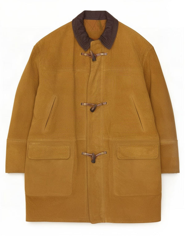 Vintage hombre ante Duffle abrigo IT 52 XL cuero beige