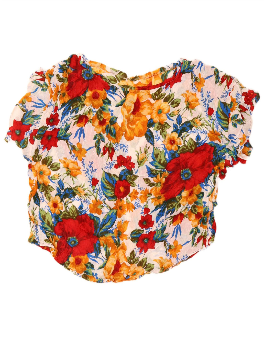 Vintage mujer blusa Top Reino Unido 16 grande multicolor floral