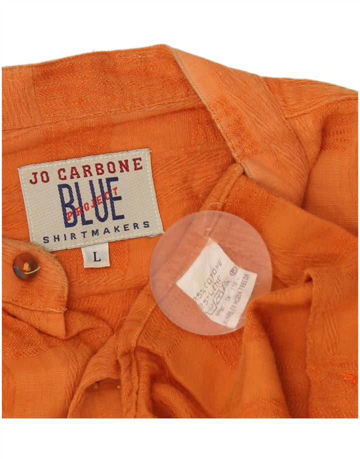 VINTAGE Camisa de manga corta para hombre Algodón a cuadros naranja grande