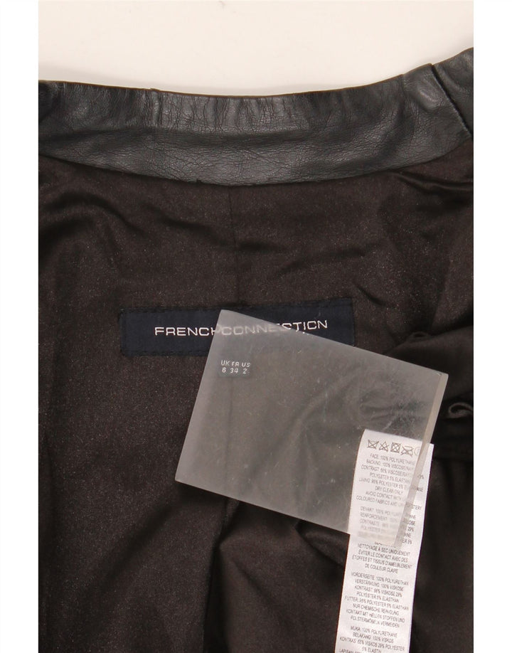 French Connection Chaqueta motera corta para mujer UK 6 XS Poliuretano negro