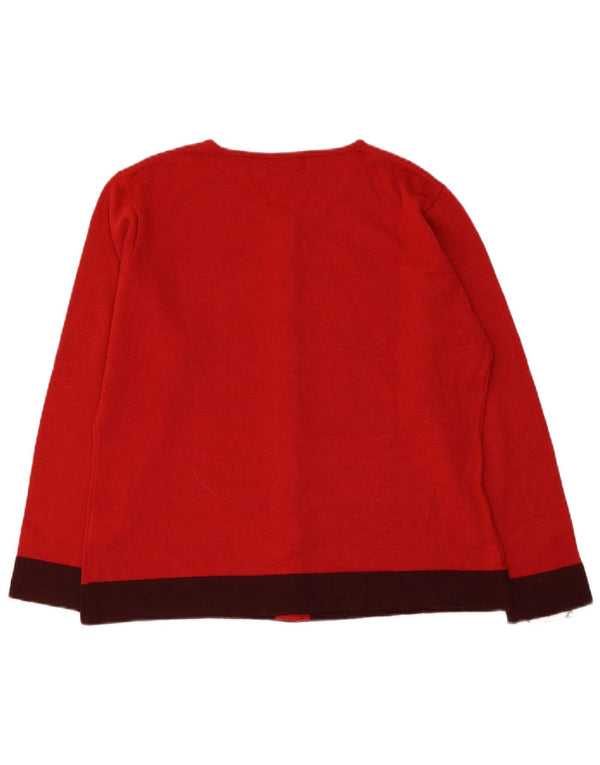 Elements Cárdigan para mujer UK 40/16 Grande Rojo Colorblock Poliacrílico