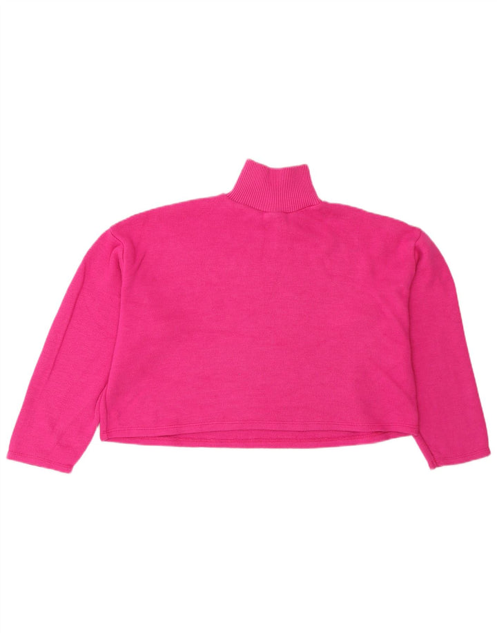 Zara Mujer Crop Oversize Cuello Alto Jersey Jersey UK 10 Small Rosa