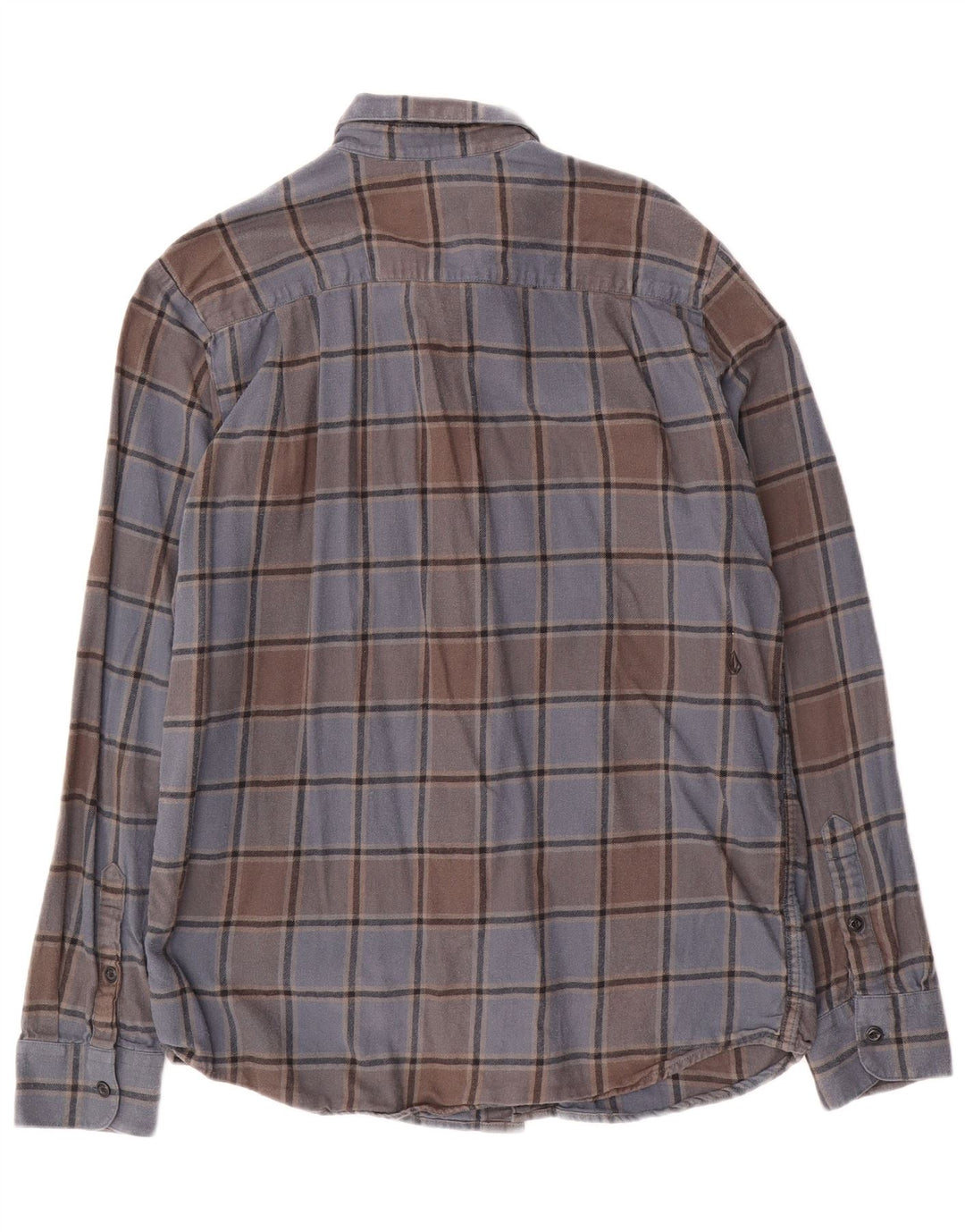 Volcom Camisa de franela de ajuste moderno para hombre, algodón a cuadros azul grande
