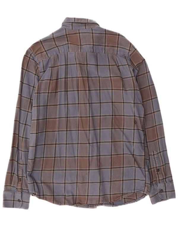 Volcom Camisa de franela de ajuste moderno para hombre, algodón a cuadros azul grande