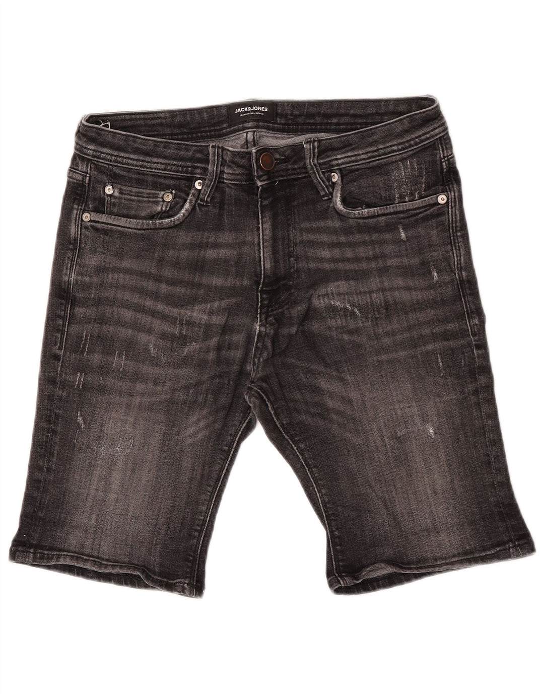 Jack & Jones Mens Shorts De Mezclilla Desgastados Pequeño W30 Algodón Gris