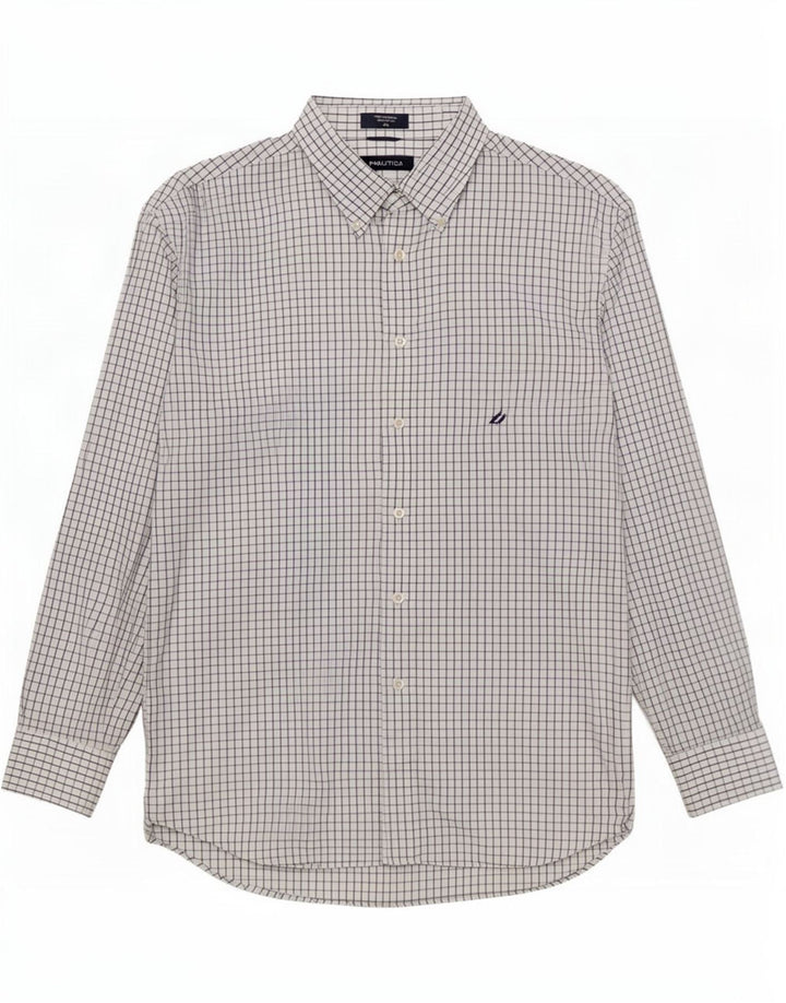Nautica Camisa Hombre XL Blanco Cuadros Algodón