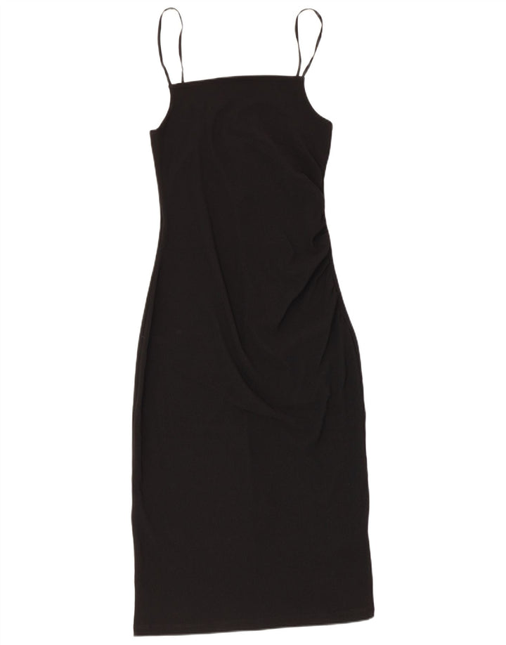 Zara Mujer Vestido Ajustado Sin Mangas UK 40 Mediano Poliéster Negro