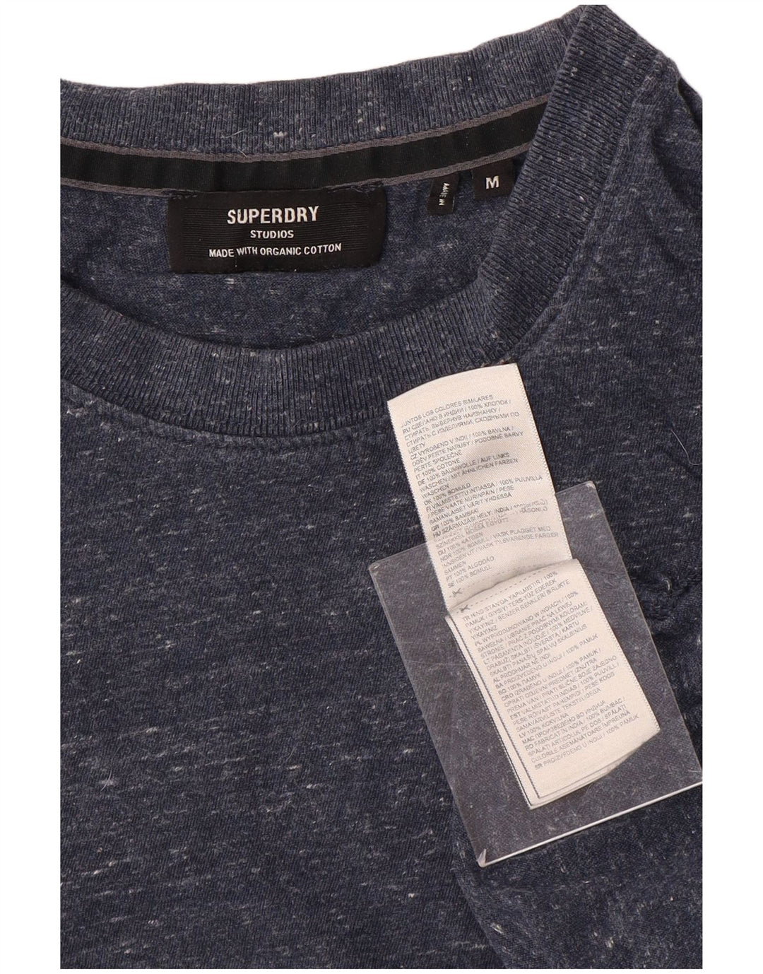 Superdry Camiseta para hombre Top Medium de algodón moteado en azul marino