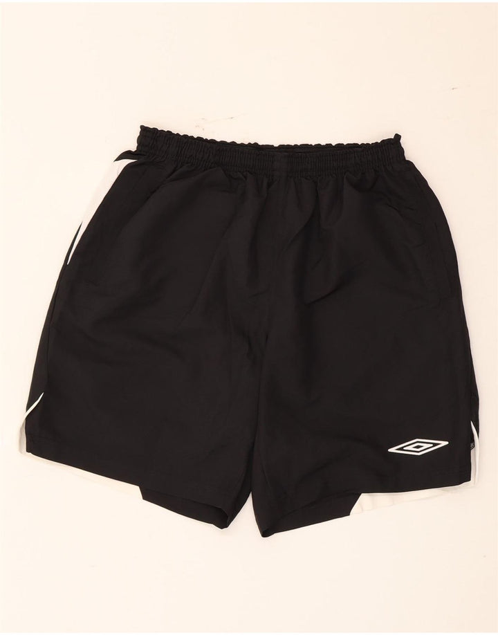 Pantalones cortos deportivos Umbro para hombre, poliéster color block negro grande