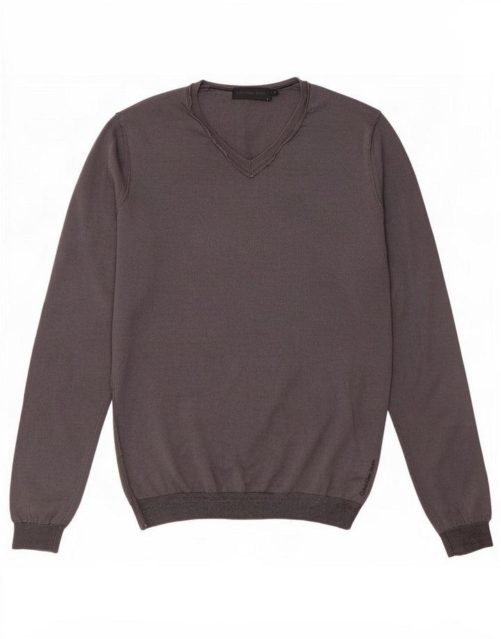 Calvin Klein Jeans Jersey con cuello en V para hombre de lana gris medio