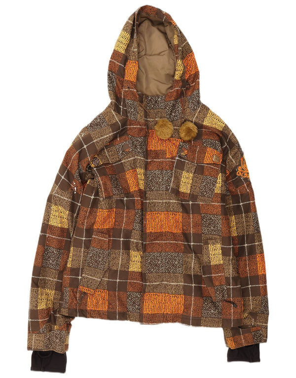 Billabong Chaqueta cortavientos con capucha para mujer Talla 3 Small Brown Check