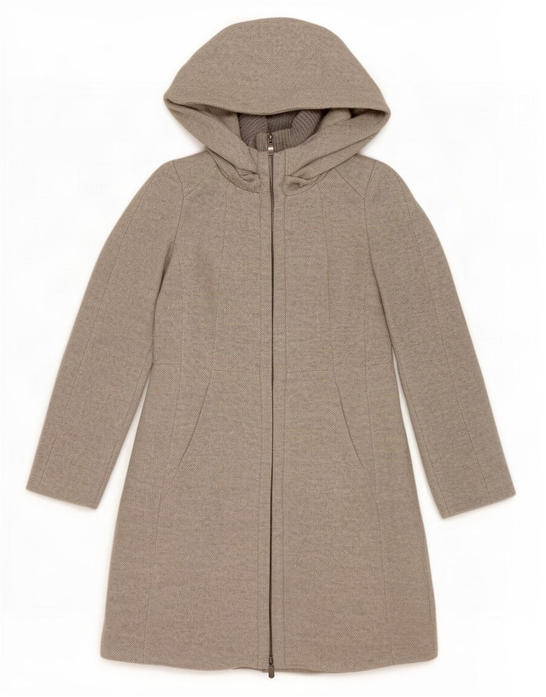 Zara Mujer Abrigo Con Capucha Reino Unido 42 Acrílico Gris Medio