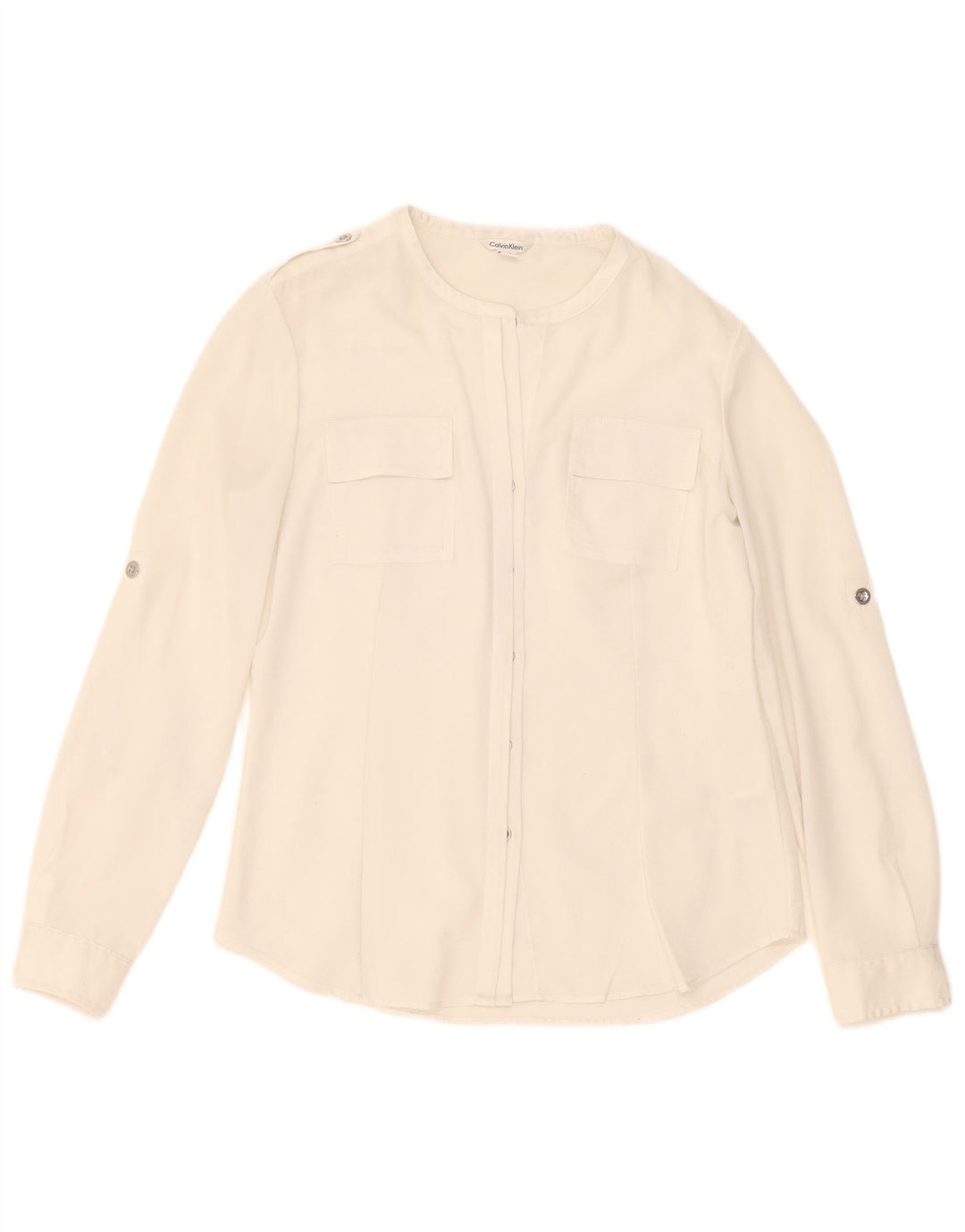 Calvin Klein Blusa para mujer UK 10 Pequeño Poliéster blanco