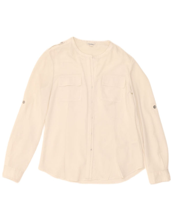 Calvin Klein Blusa para mujer UK 10 Pequeño Poliéster blanco