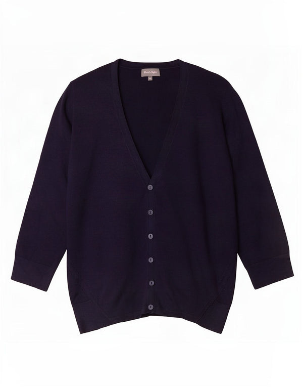 Phase Eight Suéter tipo cárdigan de manga 3/4 para mujer UK 10 Small Azul marino