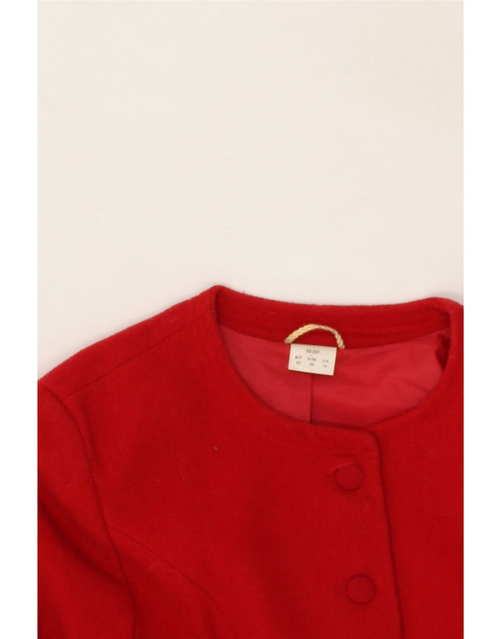 VINTAGE Chaqueta Blazer de 5 botones para mujer Reino Unido 14 Lana roja grande