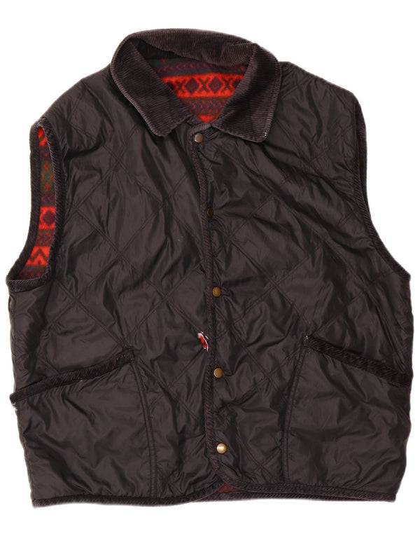 Vintage hombres reversible acolchado chaleco Reino Unido 40 grande negro