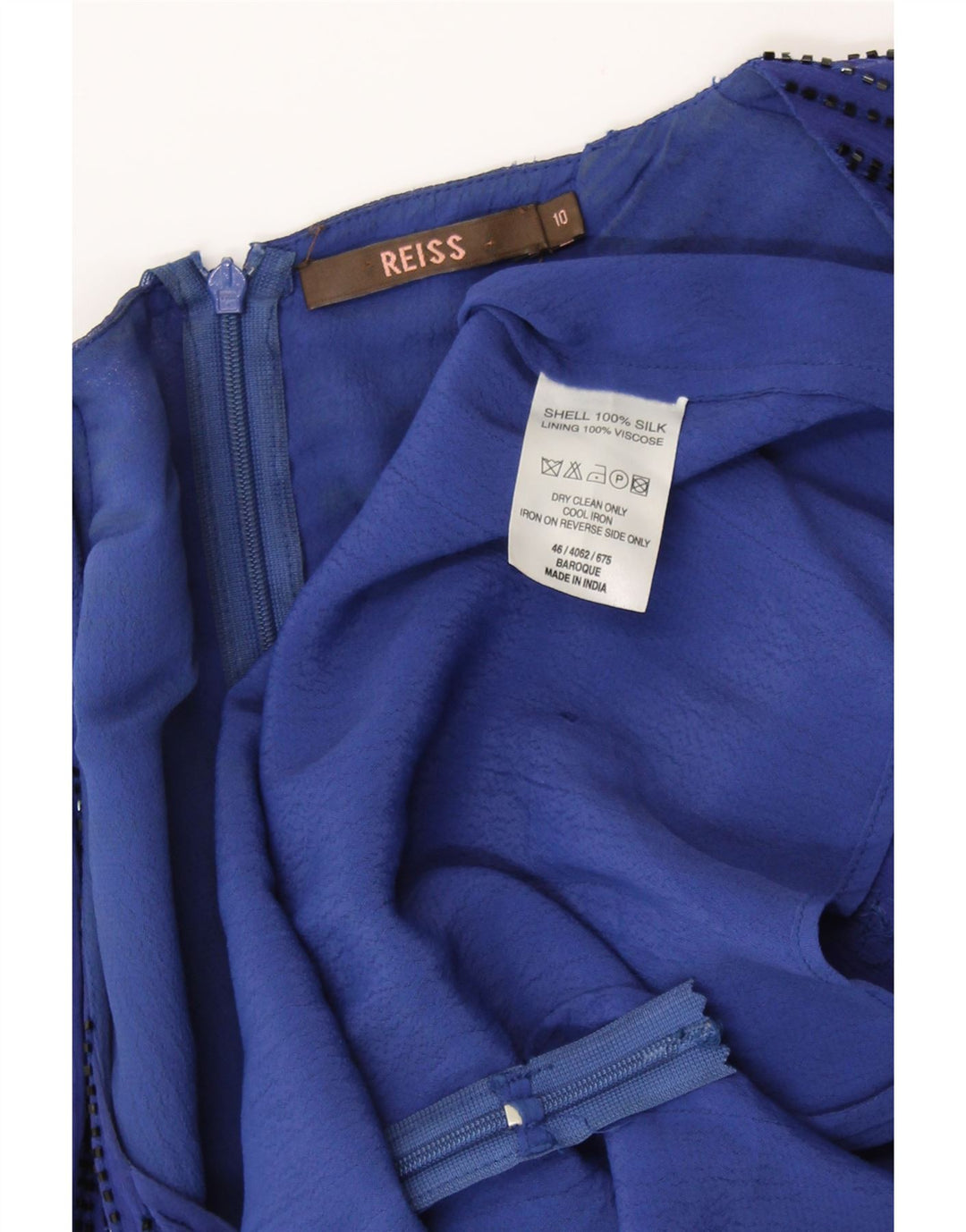 Blusa REISS para mujer Top UK 10 Small Blue Silk