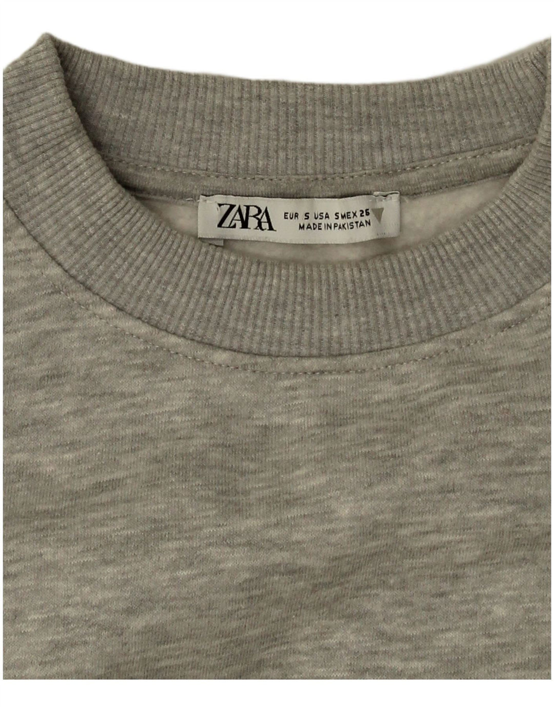 Zara Mujer Crop Sudadera De Gran Tamaño Jersey UK 10 Small Gris Moteado