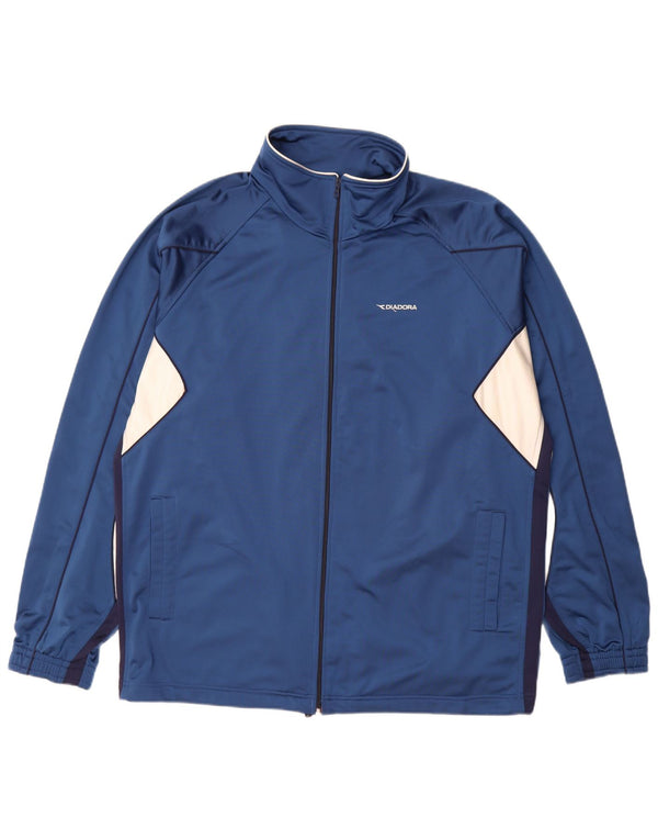 Diadora Hombre Chándal Top Chaqueta 2XL Azul Colorblock Poliéster