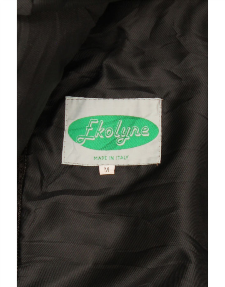 Vintage mujer oversize abrigo de piel sintética Reino Unido 14 negro medio