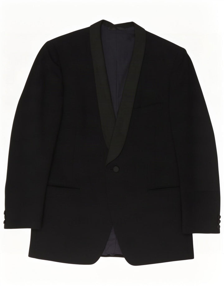 Chaqueta tipo blazer de 1 botón para hombre San Remo IT 50 grande de lana virgen negra