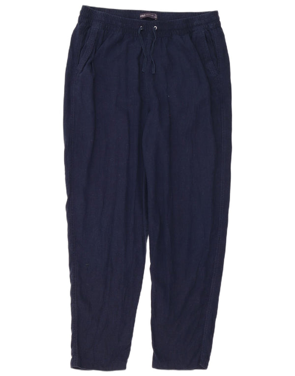 Marks & Spencer Pantalones chinos de cintura alta para mujer UK 14 Large W32 L28 Navy B