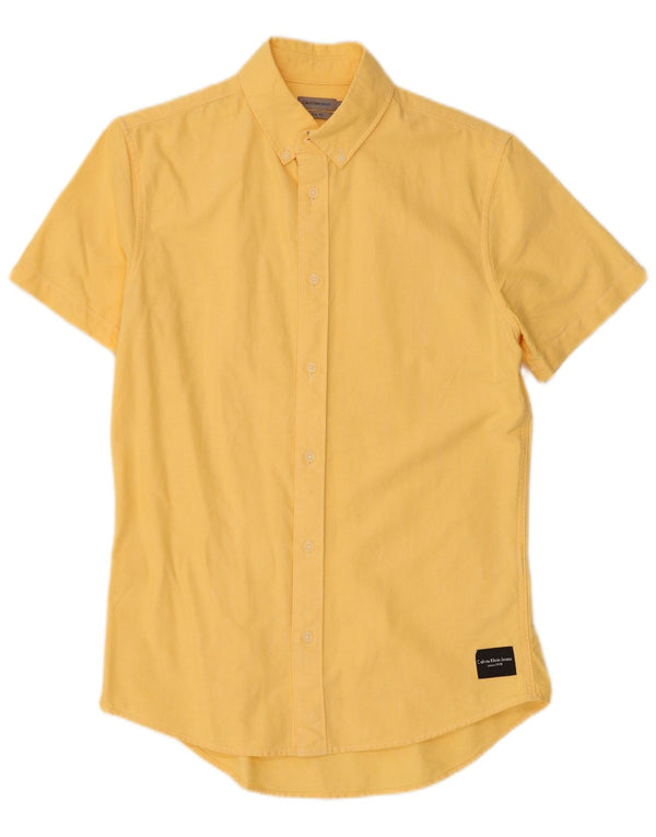 Calvin Klein Jeans Camisa Slim Fit de Manga Corta para Hombre Amarillo Pequeño