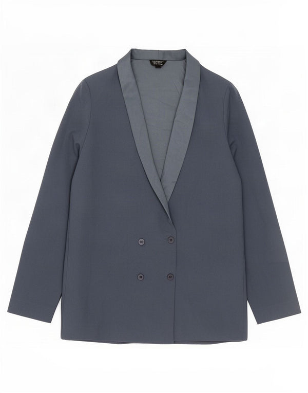 Topshop Chaqueta tipo blazer con doble botonadura para mujer UK 10 Small Poliéster azul