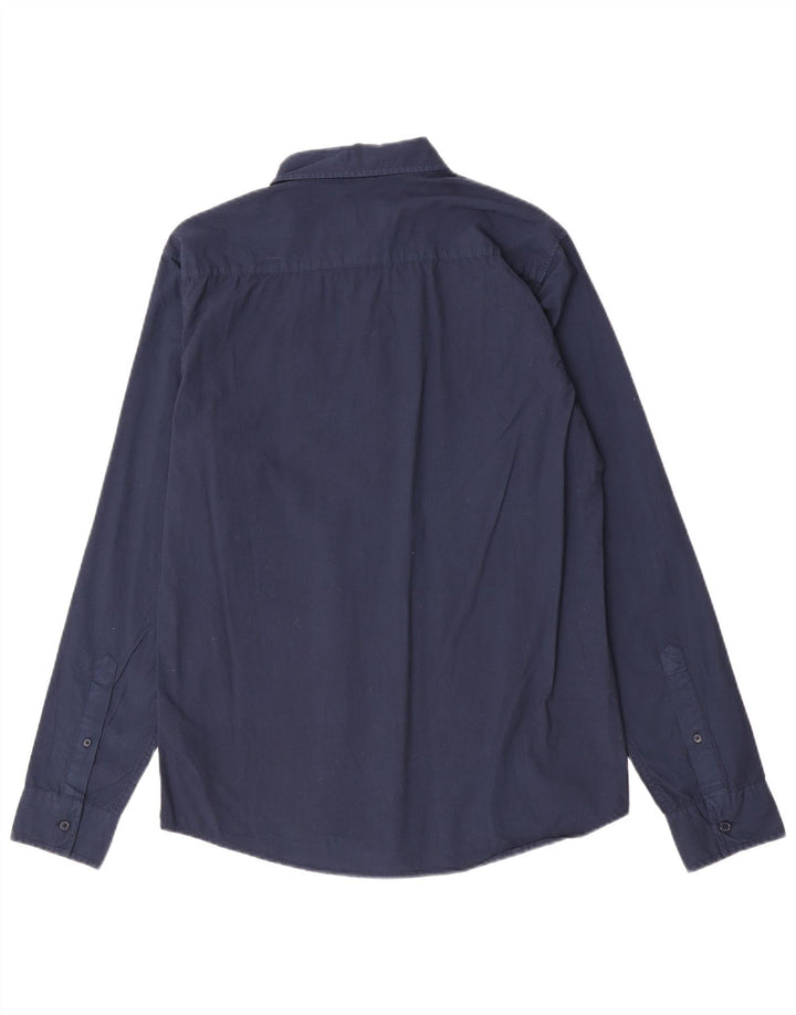 Camisa Schott Hombre Grande Azul Marino Algodón