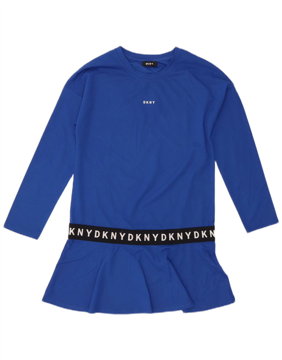 Dkny Top tipo túnica de manga larga con gráfico para mujer UK 44 Viscosa azul medio