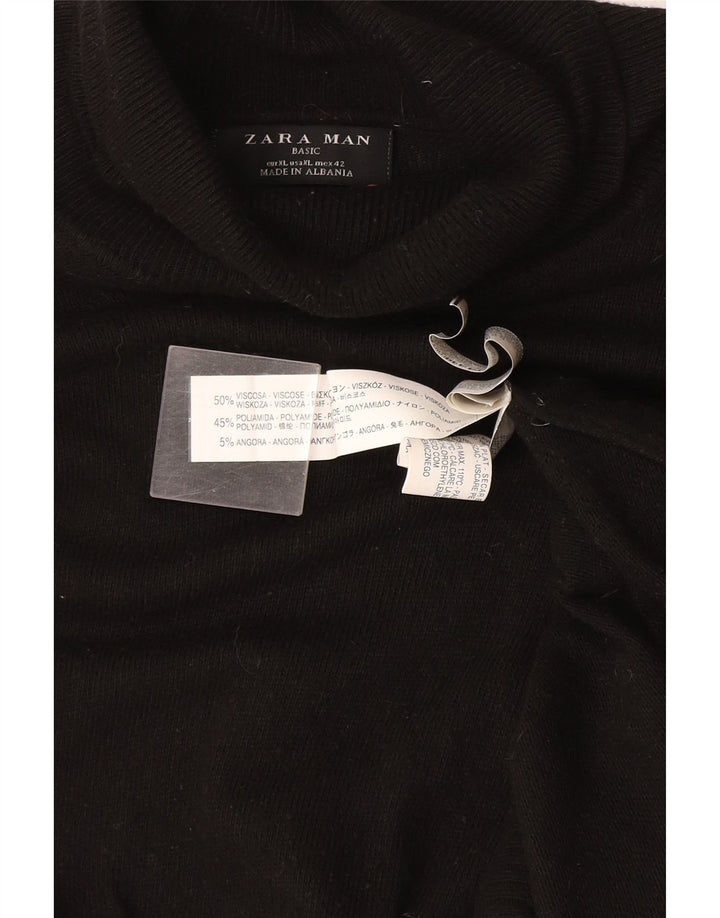Zara Hombre Jersey Jersey Cuello Vuelto XL Viscosa Negro