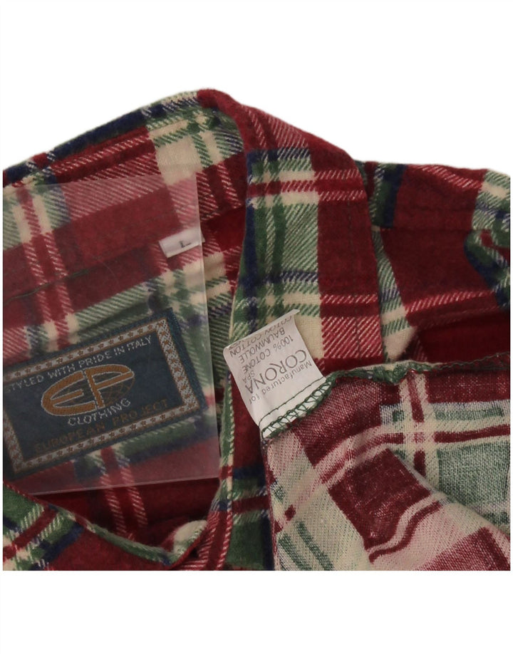 EUROPEAN PROJECT Camisa de franela para hombre Algodón a cuadros rojos grandes