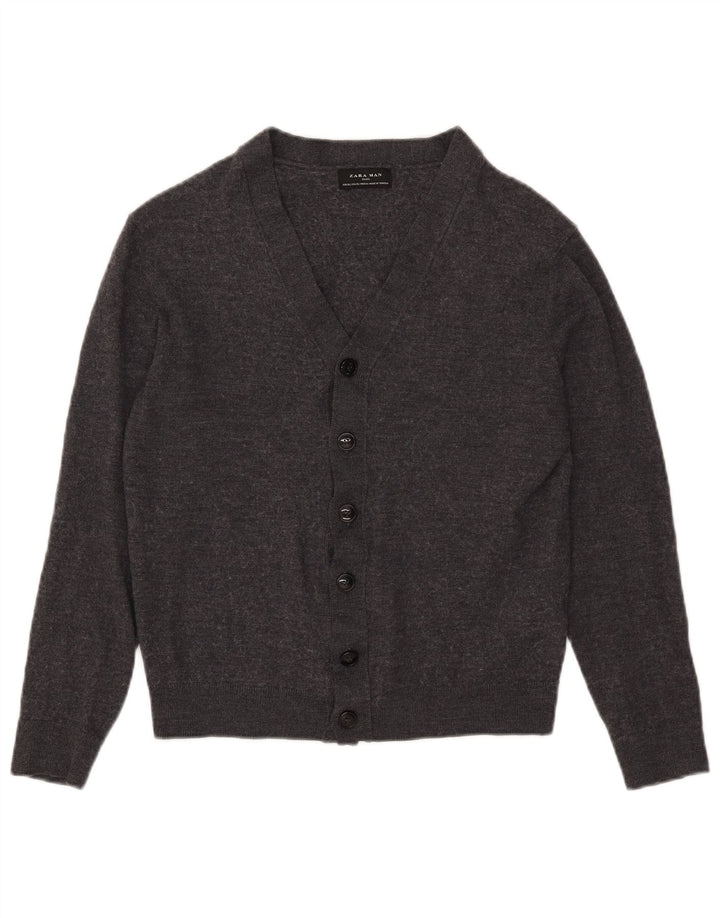 Zara Hombre Cárdigan Suéter XL Acrílico Gris