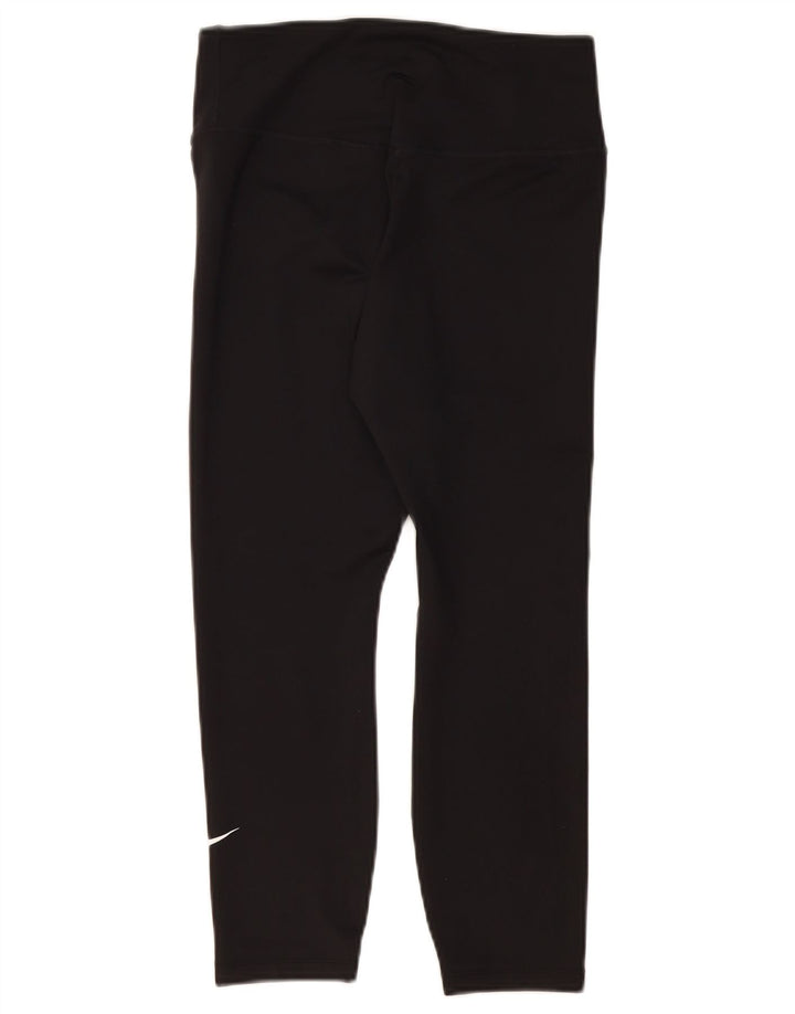 NIKE Leggings Capri Dri Fit para Mujer UK 12 Mediano Negro Poliéster