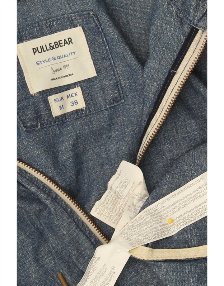 Pull & Bear Chaqueta bomber con capucha para hombre UK 38 Algodón azul medio