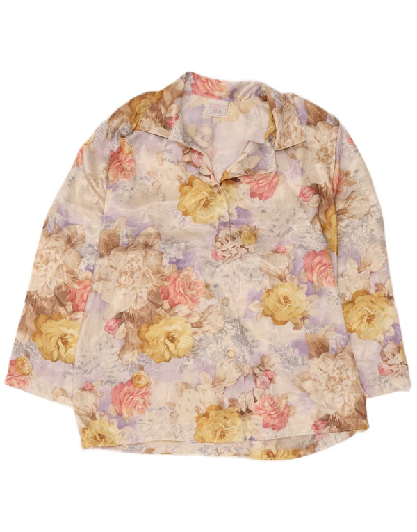 Camisa Vintage Mujer Manga Larga IT 48 XL Multicolor Floral