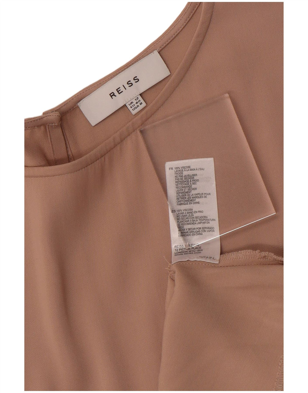 REISS Vestido asimétrico para mujer UK 42 Viscosa rosa mediana