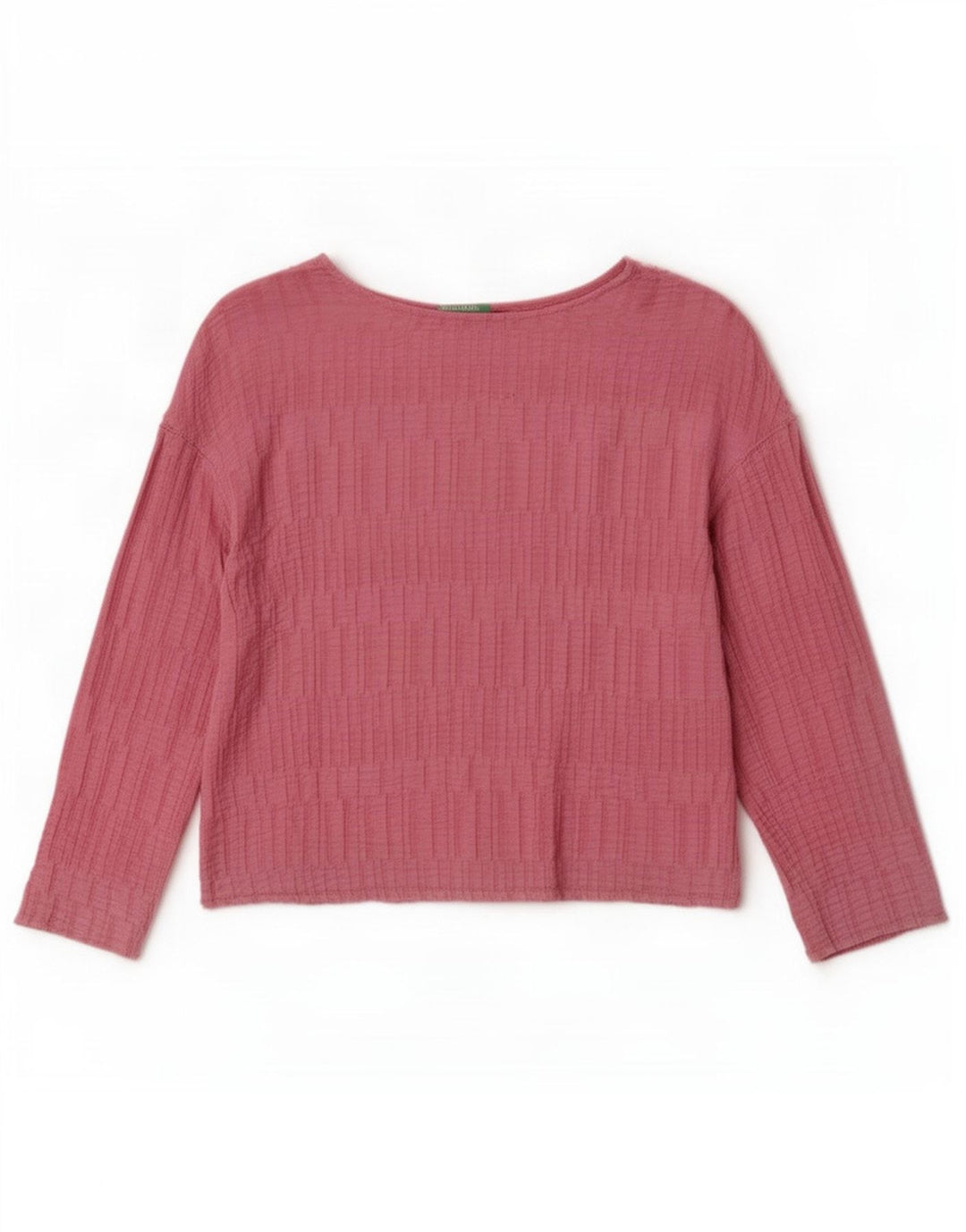 Benetton Blusa Corta De Manga Larga Mujer UK 44 Rosa Medio