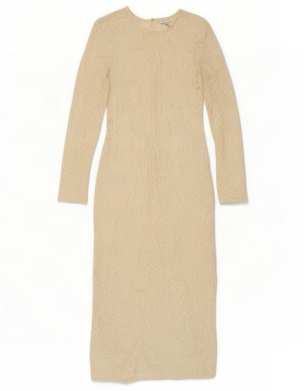 Topshop Vestido largo de encaje de manga larga para mujer UK 8 Small Off White Floral