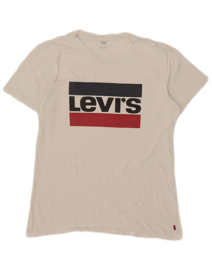 Levi's - Camiseta gráfica para mujer, talla 40, talla mediana, color blanco