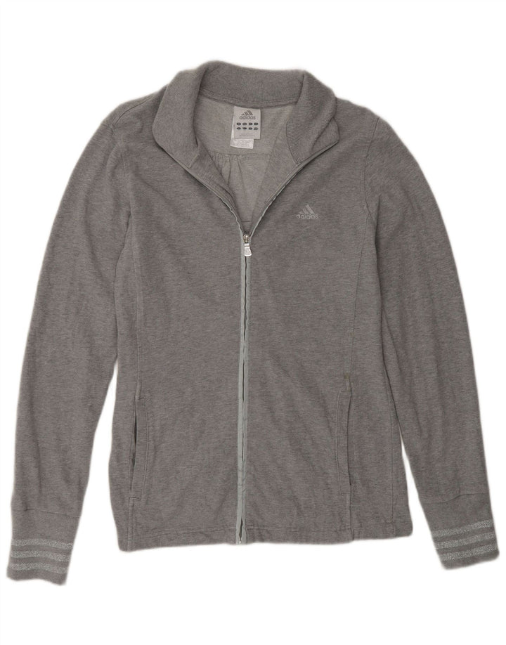 Adidas Mujer Chándal Top Chaqueta Reino Unido 16 Grande Gris Algodón