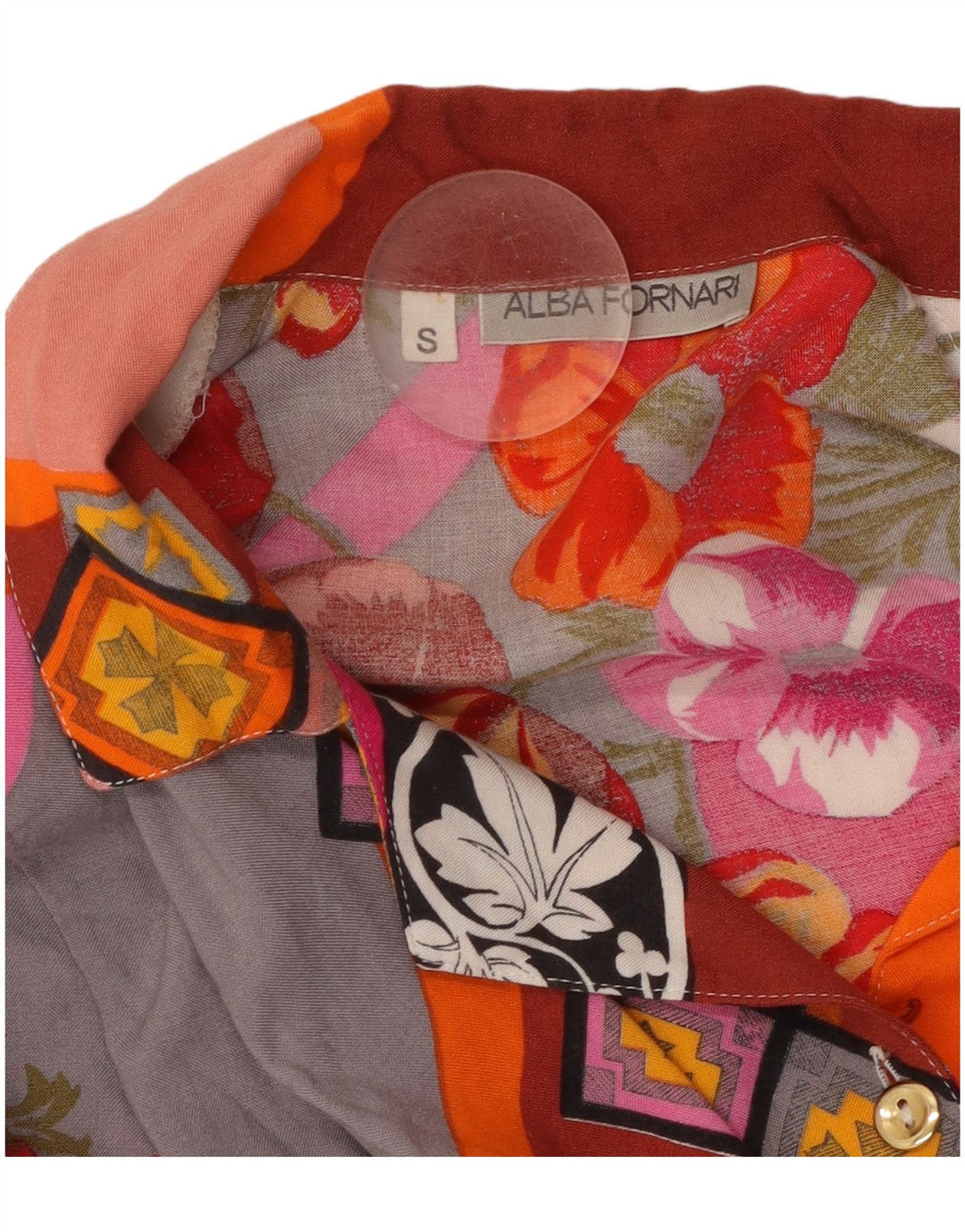 ALBA FORNARI Camisa extragrande para mujer Reino Unido 10 Pequeño patchwork multicolor