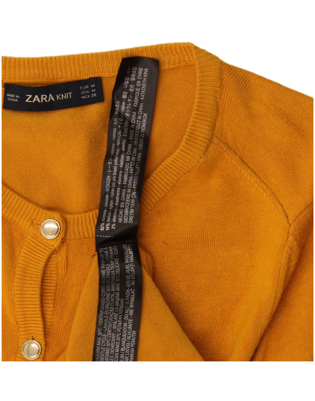 Zara Mujer Cárdigan Suéter UK 12 Viscosa Amarilla Mediana