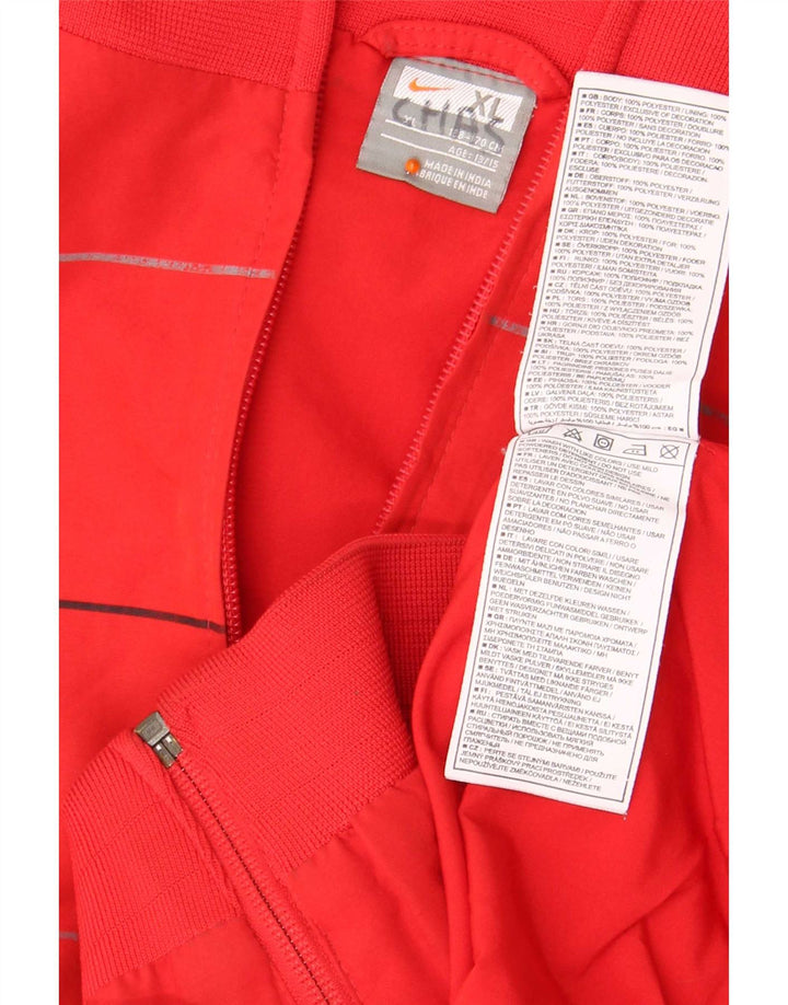 Nike Boys Graphic Chándal Top Chaqueta 13-14 años XL Poliéster a Rayas Rojas