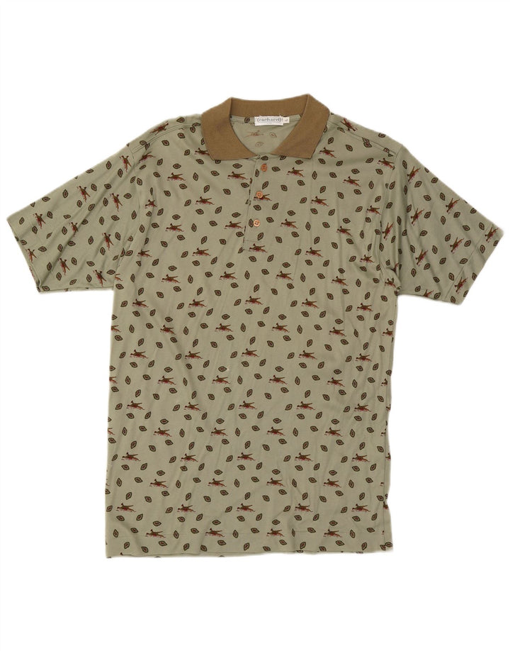 Polo Cacharel Hombre Con Estampado Abstracto Grande Caqui Algodón