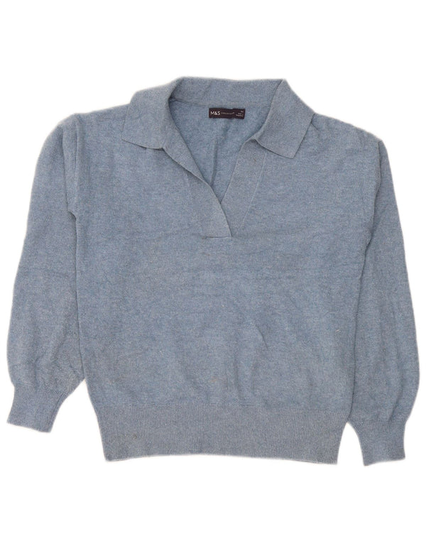 Marks & Spencer Jersey extragrande con cuello tipo polo para mujer UK 6 XS Azul