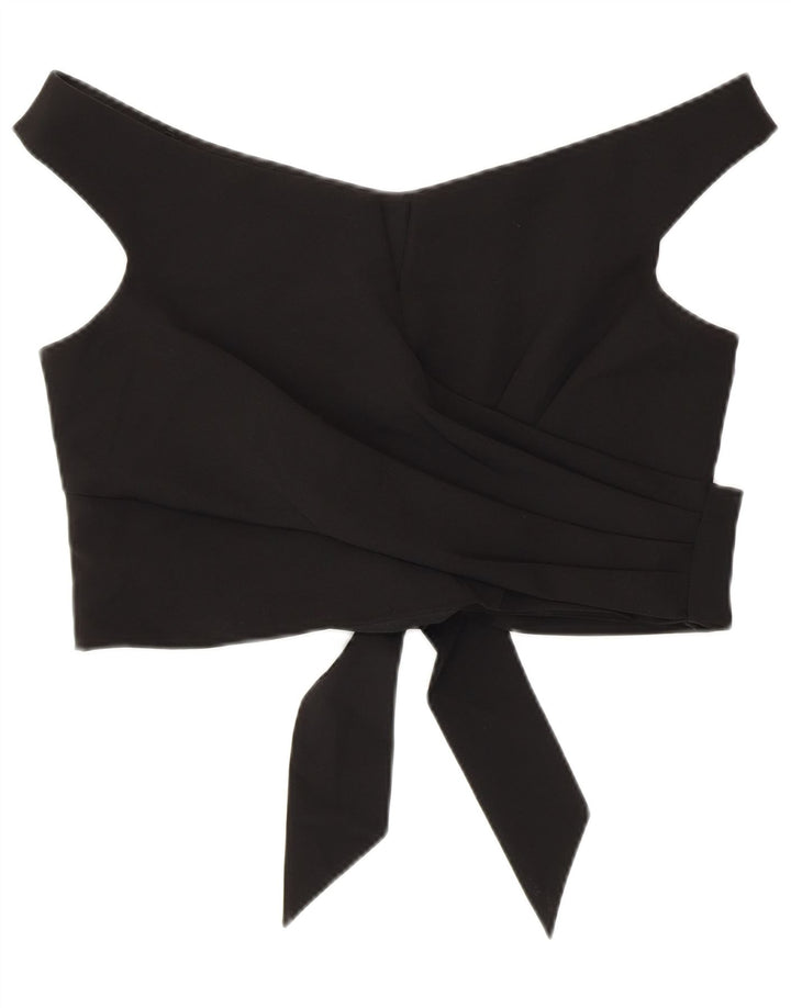 Coast Top corto con hombros descubiertos para mujer UK 46 Grande Poliéster negro