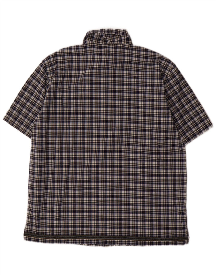 BENETTON Camisa Manga Corta Niño 11-12 Años XL Azul Marino Cuadros Algodón